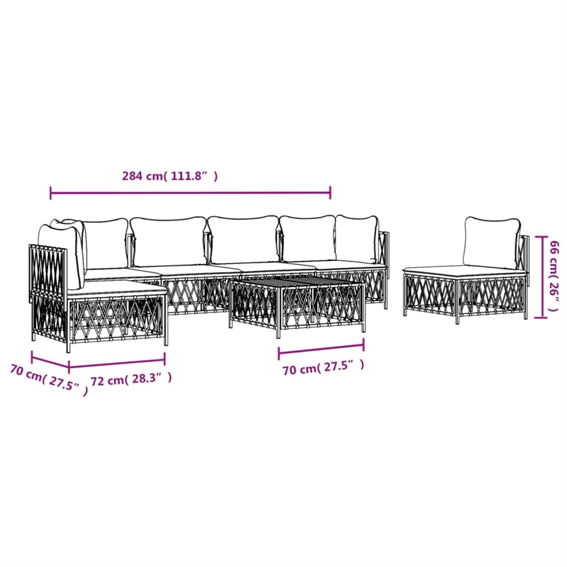 vidaXL 7 Piece Steel Garden Lounge Set in White/Gray