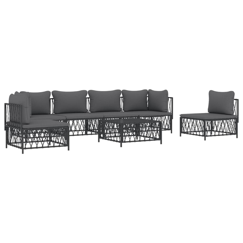 vidaXL 7 Piece Steel Garden Lounge Set in Gray/Anthracite