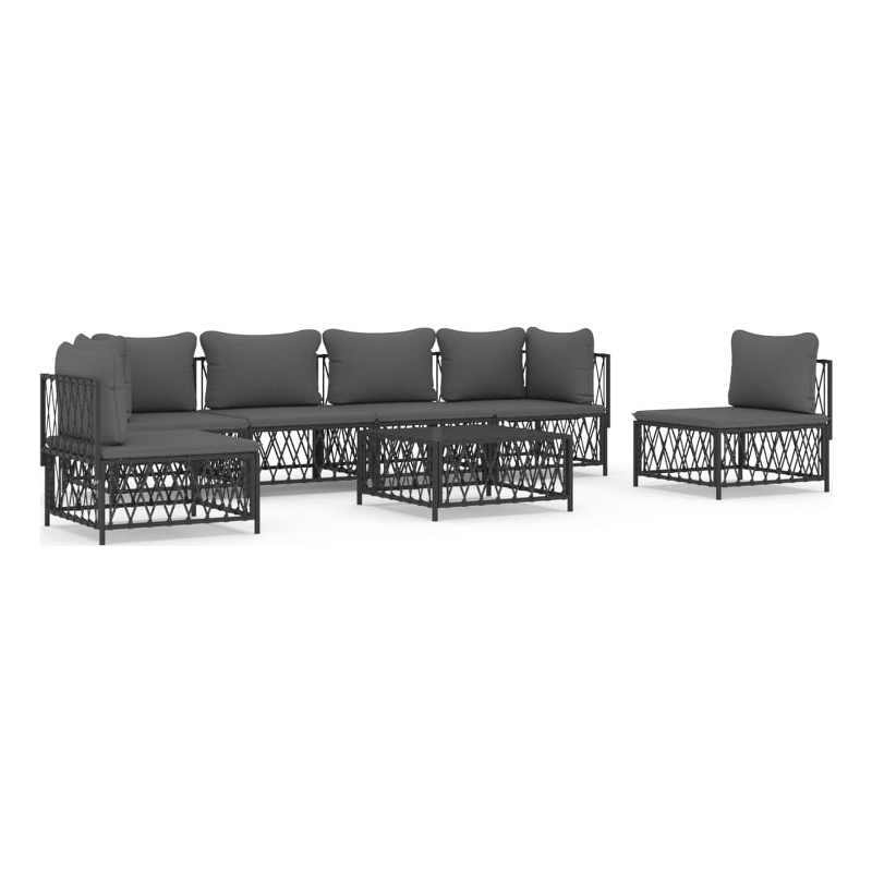 vidaXL 7 Piece Steel Garden Lounge Set in Gray/Anthracite