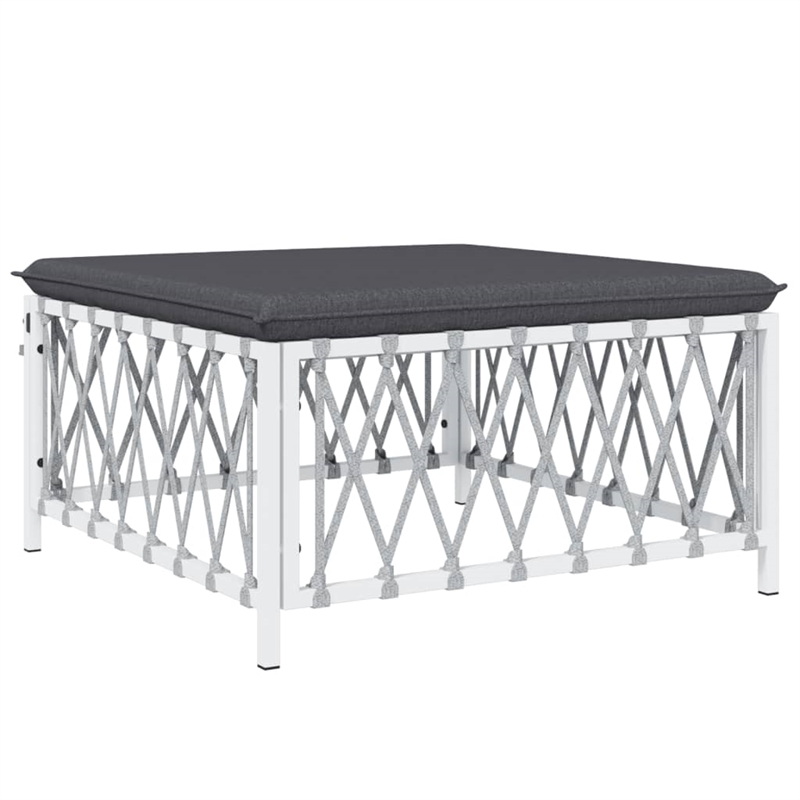 vidaXL 3 Piece Steel Garden Lounge Set in White/Gray