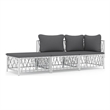 vidaXL 3 Piece Steel Garden Lounge Set in White/Gray