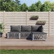 vidaXL 4 Piece Steel Garden Lounge Set in White/Gray