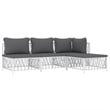 vidaXL 4 Piece Steel Garden Lounge Set in White/Gray