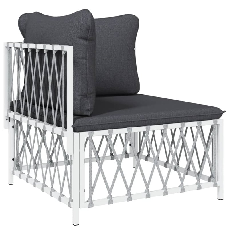 vidaXL 4 Piece Steel Garden Lounge Set in White/Gray