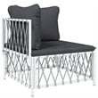 vidaXL 4 Piece Steel Garden Lounge Set in White/Gray