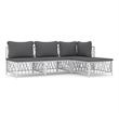 vidaXL 4 Piece Steel Garden Lounge Set in White/Gray