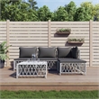 vidaXL 5 Piece Steel Large Garden Lounge Set in White/Gray