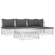 vidaXL 5 Piece Steel Large Garden Lounge Set in White/Gray