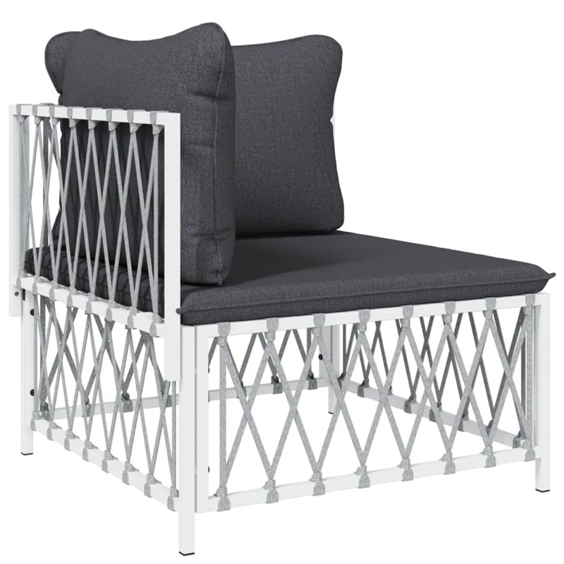 vidaXL 5 Piece Steel Large Garden Lounge Set in White/Gray