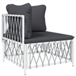 vidaXL 5 Piece Steel Large Garden Lounge Set in White/Gray