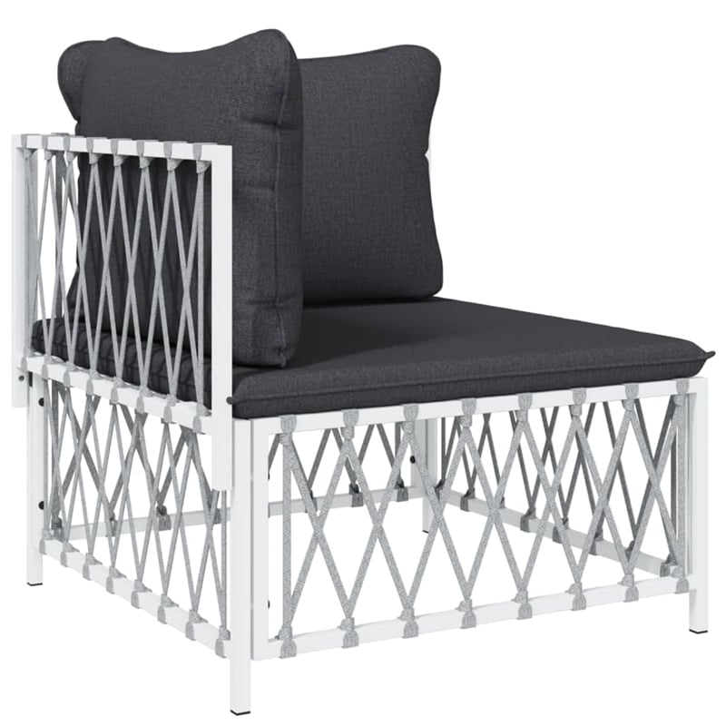 vidaXL 5 Piece Steel Garden Lounge Set in White/Gray