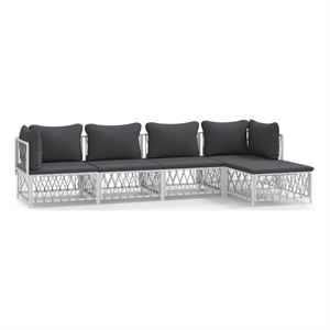 vidaXL 5 Piece Steel Garden Lounge Set in White/Gray