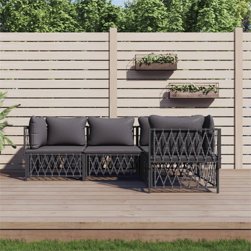 vidaXL 4 Piece Steel Garden Lounge Set in Gray/Anthracite