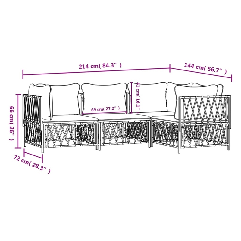 vidaXL 4 Piece Steel Garden Lounge Set in Gray/Anthracite