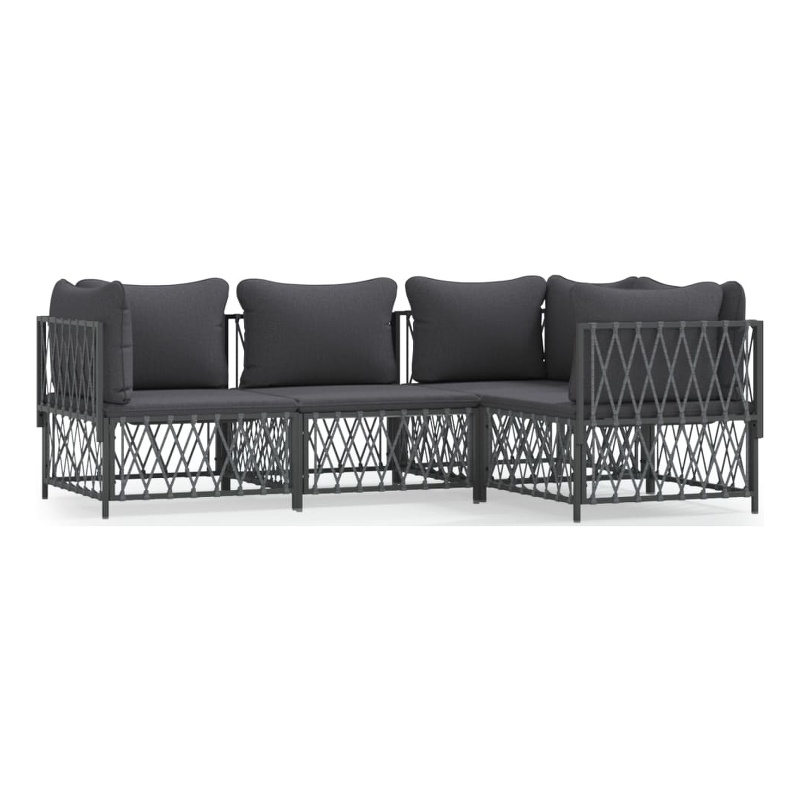 vidaXL 4 Piece Steel Garden Lounge Set in Gray/Anthracite