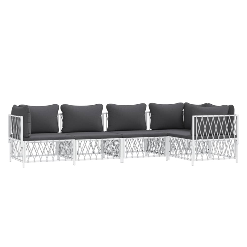 vidaXL 5 Piece Steel Garden Lounge Set in White/Gray