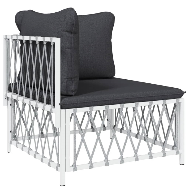 vidaXL 5 Piece Steel Garden Lounge Set in White/Gray