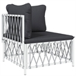 vidaXL 5 Piece Steel Garden Lounge Set in White/Gray