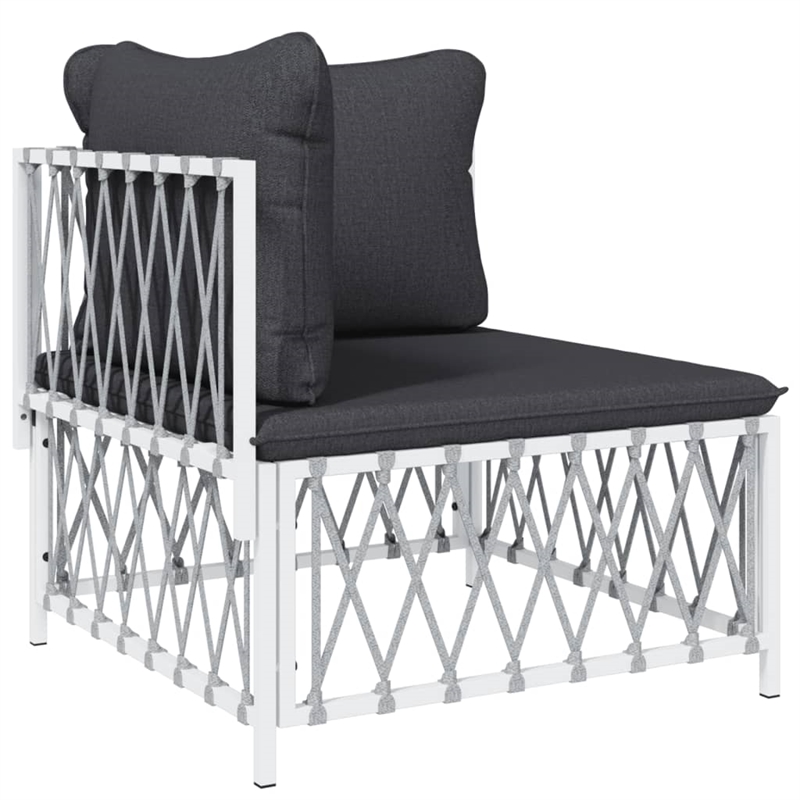 vidaXL 6 Piece Steel Garden Lounge Set in White/Gray
