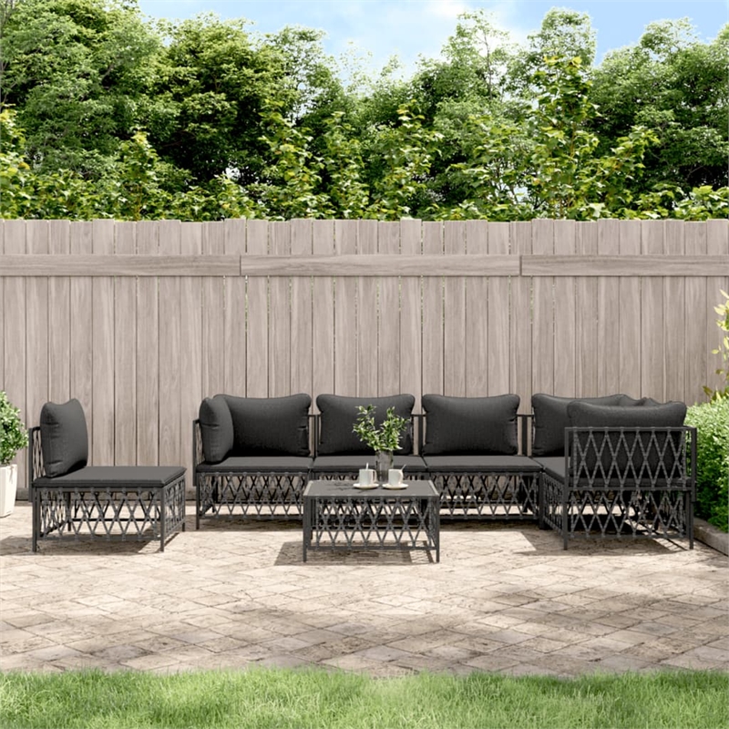 vidaXL 7 Piece Steel Garden Lounge Set in Gray/Anthracite