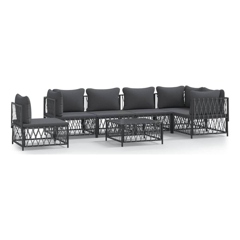 vidaXL 7 Piece Steel Garden Lounge Set in Gray/Anthracite
