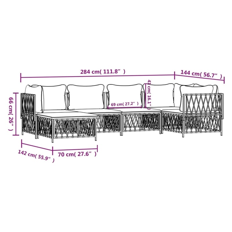 vidaXL 6 Piece Steel Garden Lounge Set in Anthracite