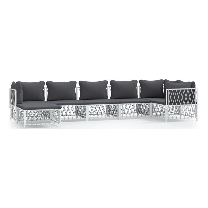 vidaXL 7 Piece Steel Garden Lounge Set in White/Gray