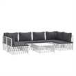 vidaXL 7 Piece Steel Garden Lounge Set in White/Gray