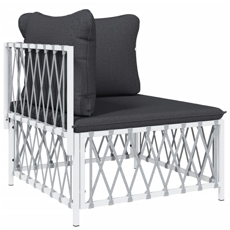 vidaXL 7 Piece Steel Garden Lounge Set in White/Gray
