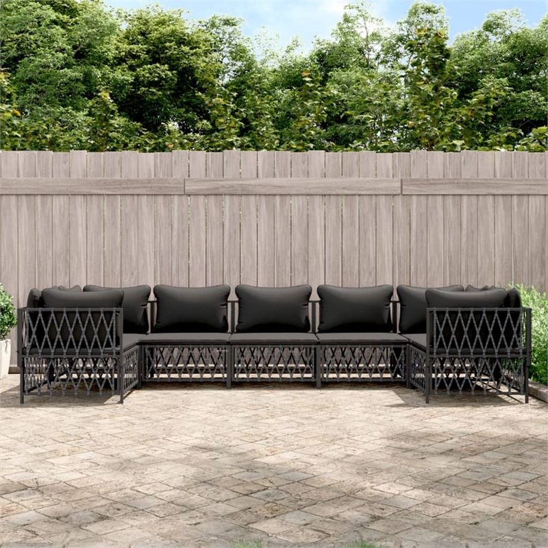vidaXL 7 Piece Steel Garden Lounge Set in Gray/Anthracite