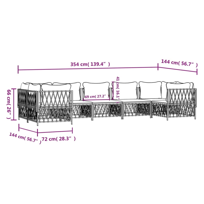 vidaXL 7 Piece Steel Garden Lounge Set in Gray/Anthracite
