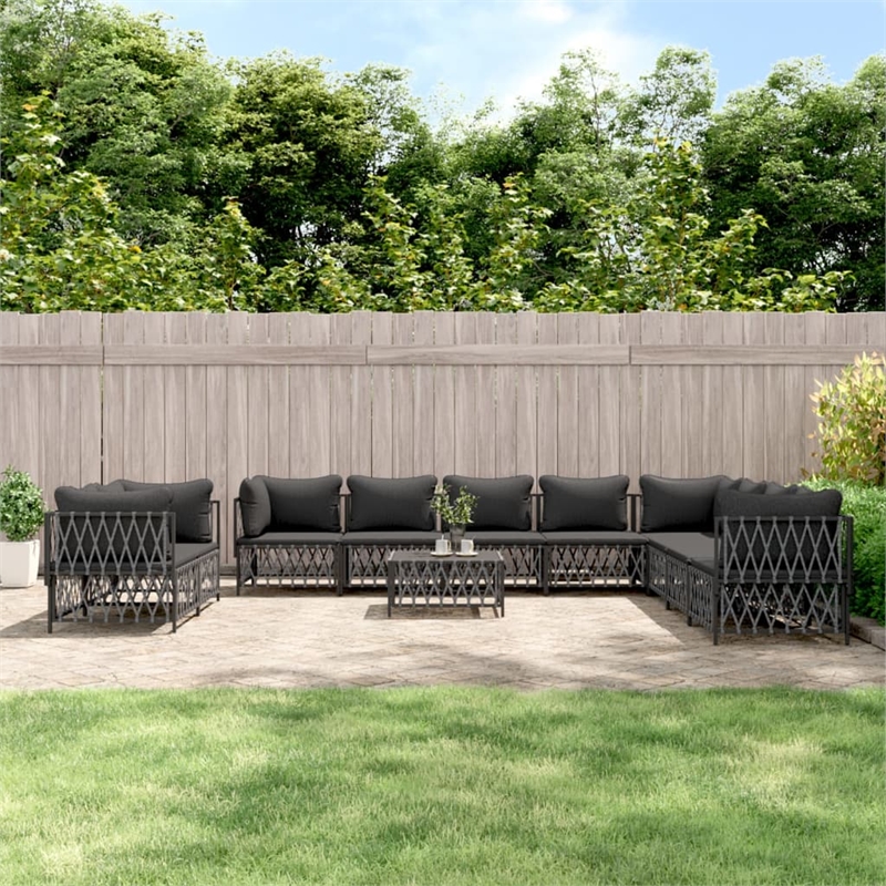 vidaXL 11 Piece Steel Garden Lounge Set in Anthracite