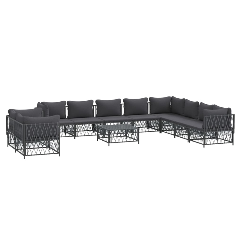 vidaXL 11 Piece Steel Garden Lounge Set in Anthracite