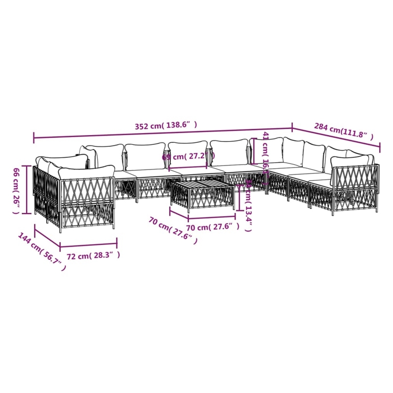 vidaXL 11 Piece Steel Garden Lounge Set in Anthracite