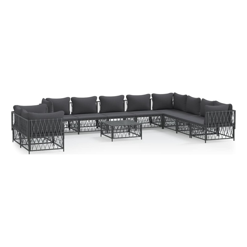 vidaXL 11 Piece Steel Garden Lounge Set in Anthracite