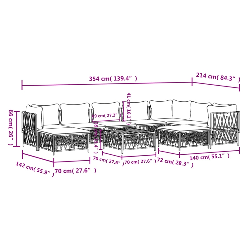 vidaXL 10 Piece Steel Garden Lounge Set in Anthracite