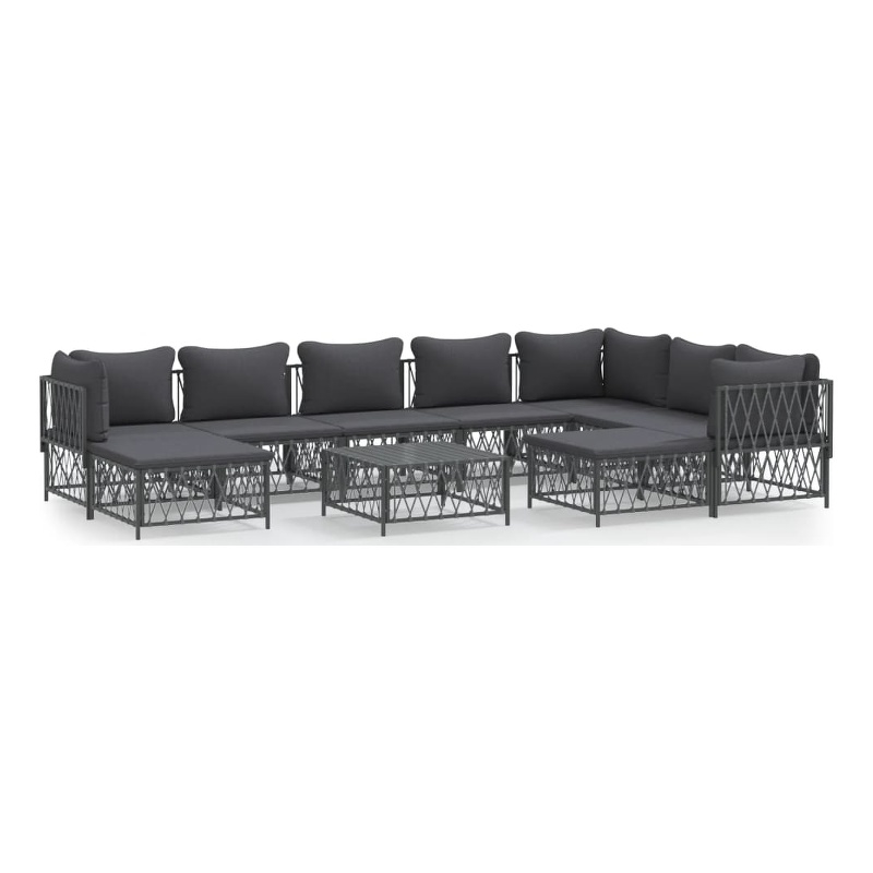 vidaXL 10 Piece Steel Garden Lounge Set in Anthracite