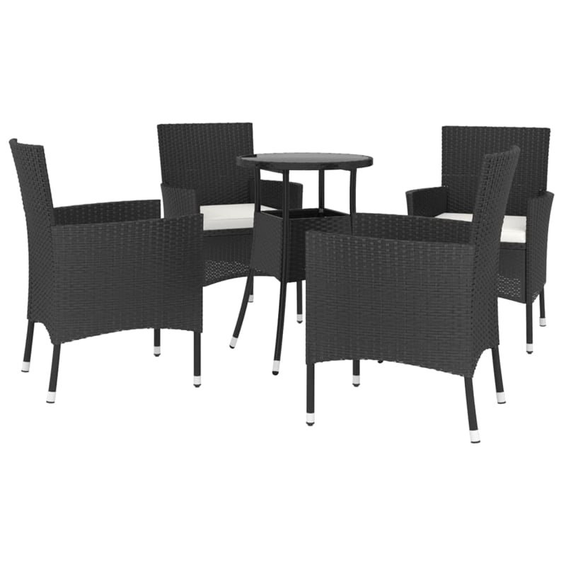 vidaXL 5 Piece Steel Bistro Set in Black/White/Cream