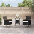vidaXL 3 Piece Poly Rattan Small Bistro Set in Black