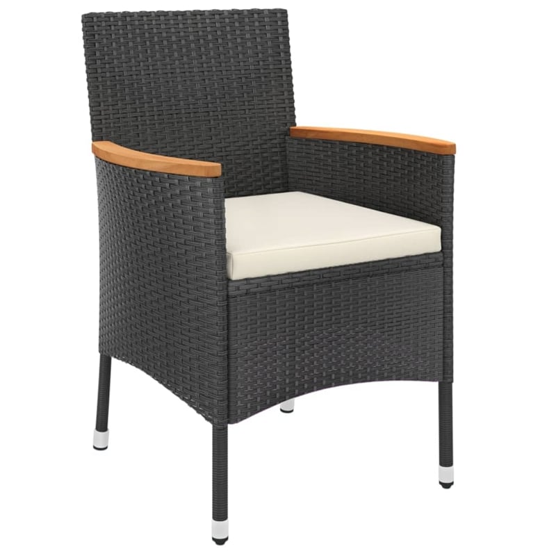 vidaXL 3 Piece Poly Rattan Small Bistro Set in Black