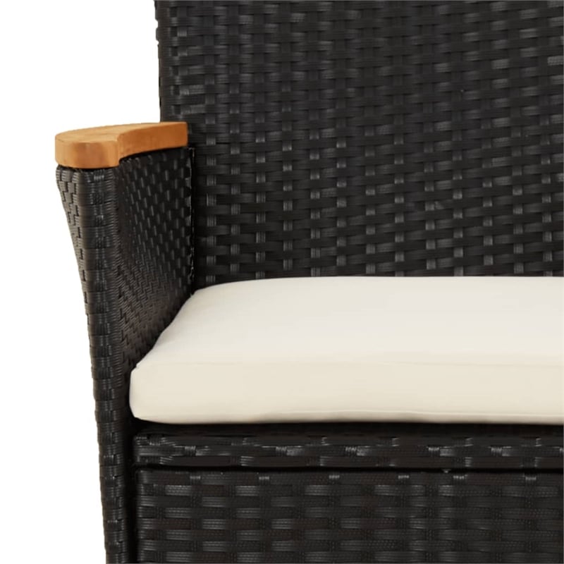 vidaXL 3 Piece Poly Rattan Small Bistro Set in Black