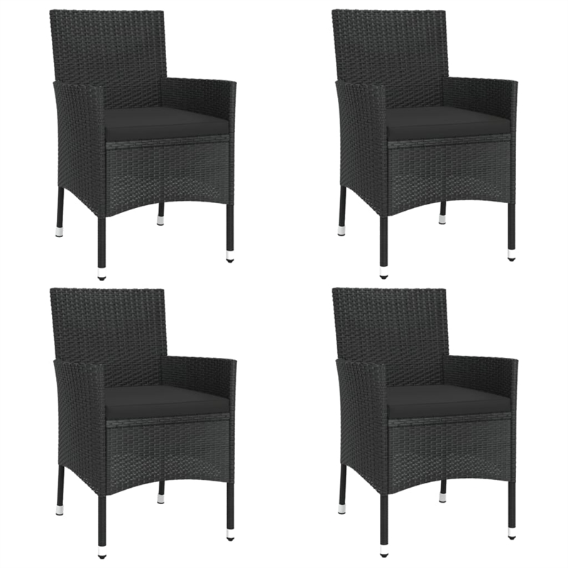 vidaXL 5 Piece Poly Rattan Bistro Set in Black/Gray