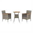 vidaXL 3 Piece Poly Rattan Medium Bistro Set in Gray