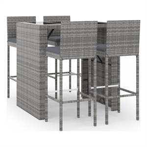 vidaXL 5 Piece Poly Rattan Bar Set in Gray