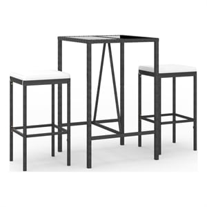 vidaXL Steel Small Bar Set in Black/White/Cream