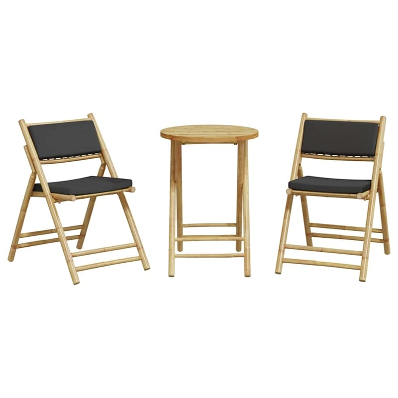 vidaXL Bamboo Small Bistro Set in Gray