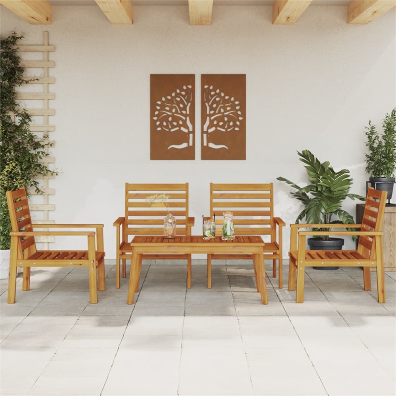 vidaXL 5 Piece Solid Acacia Wood Standard Garden Lounge Set in Natural