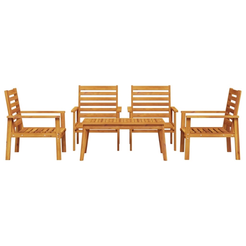 vidaXL 5 Piece Solid Acacia Wood Standard Garden Lounge Set in Natural