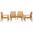 vidaXL 5 Piece Solid Acacia Wood Standard Garden Lounge Set in Natural