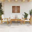 vidaXL 5 Piece Solid Acacia Wood Garden Lounge Set in White/Cream/Natural